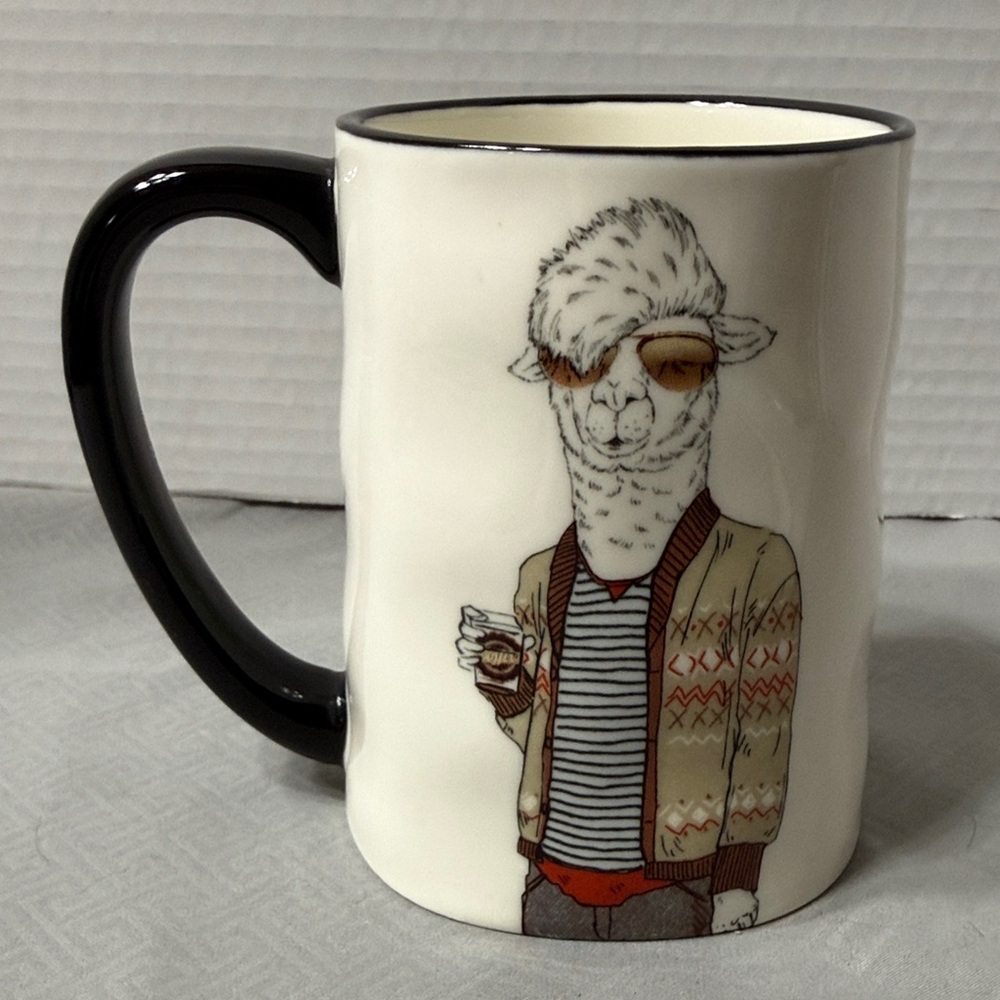 Signature Stylish Llama Mug Cup Oversized Cool Dad Grandpa Sweater Black Handle